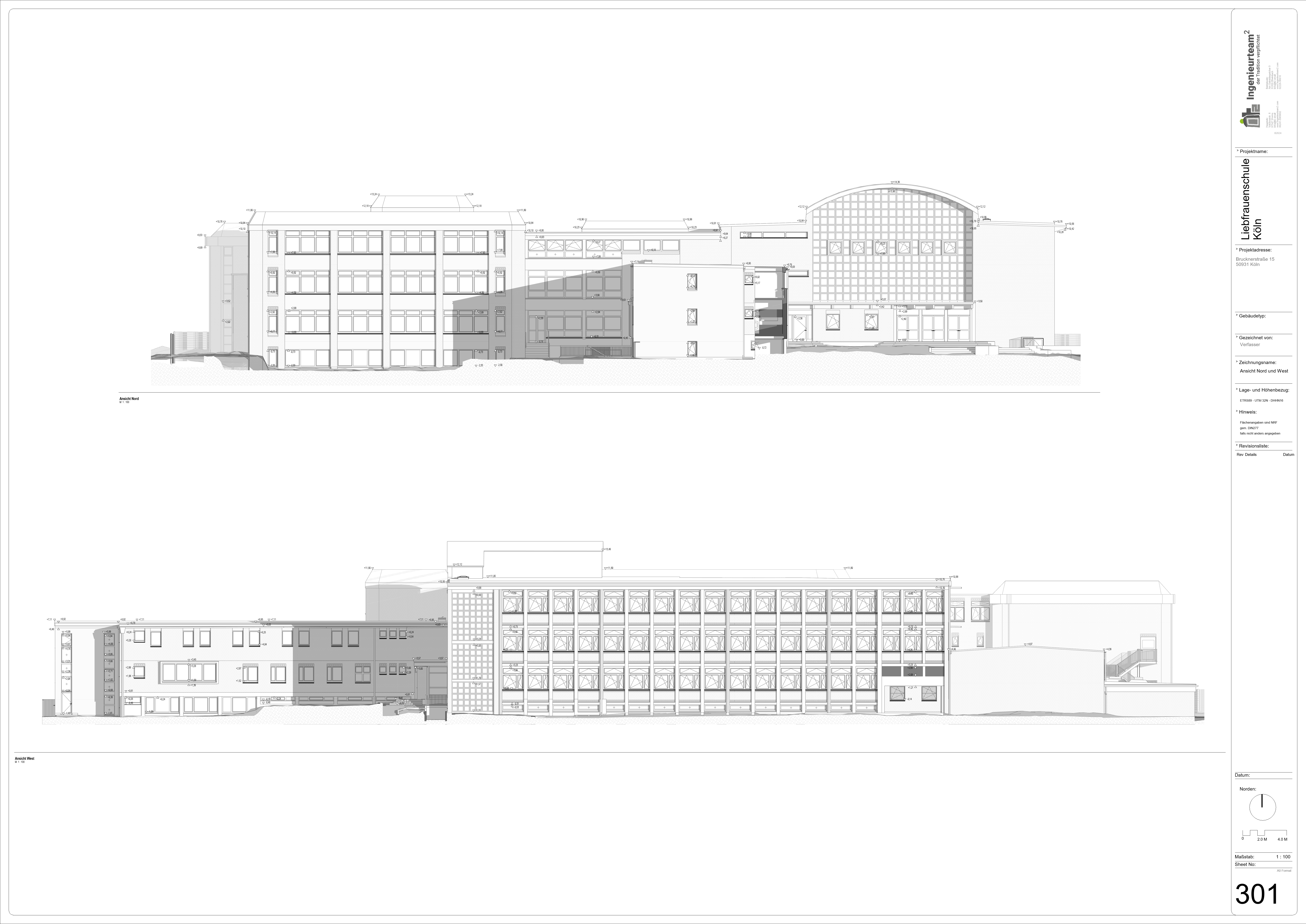 Ansicht Nord und West der Liebfrauenschule Koeln