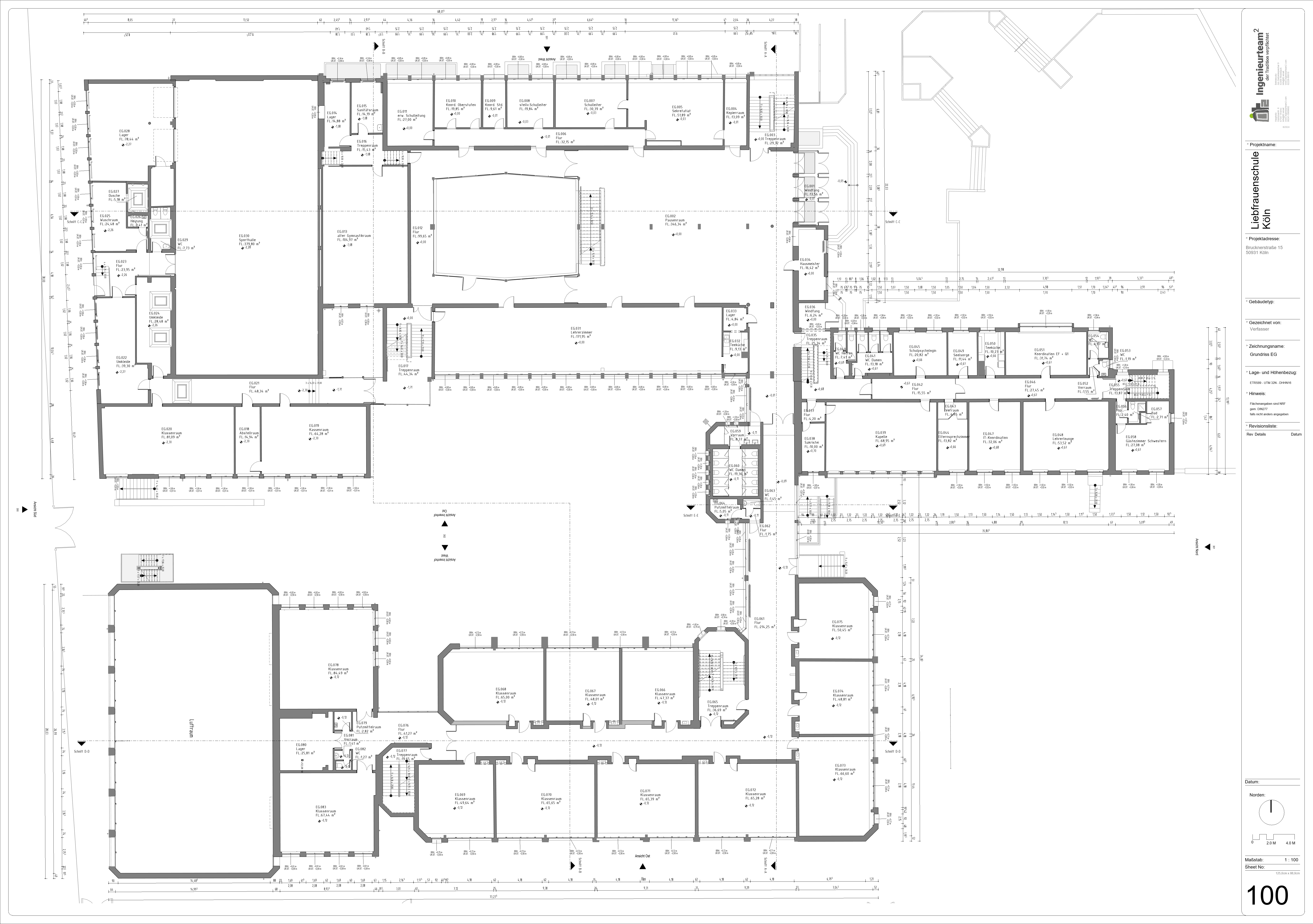Grundriss Erdgeschoss der Liebfrauenschule Koeln